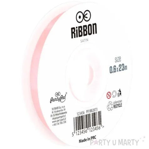tasiemka satynowa classic rozowy partypal 6 mm 23 m