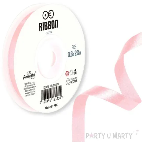tasiemka satynowa classic rozowy partypal 6 mm 23 m
