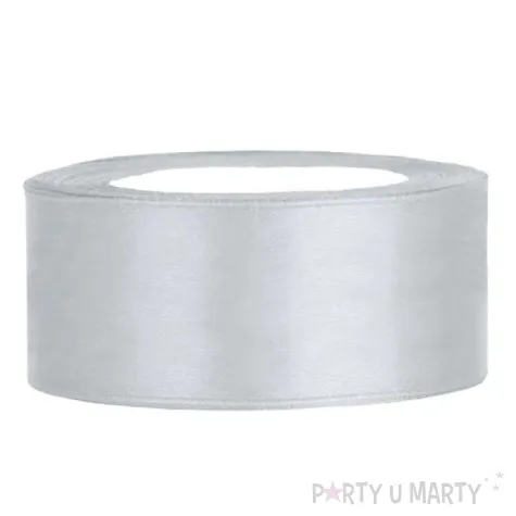 tasiemka satynowa classic srebrna partydeco 25 mm 25 m
