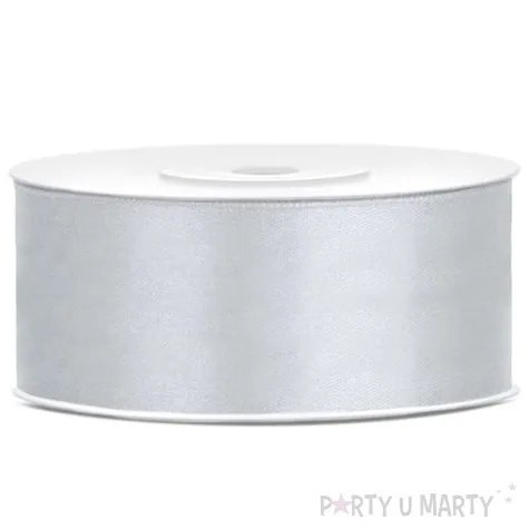 tasiemka satynowa classic srebrna partydeco 25 mm 25 m