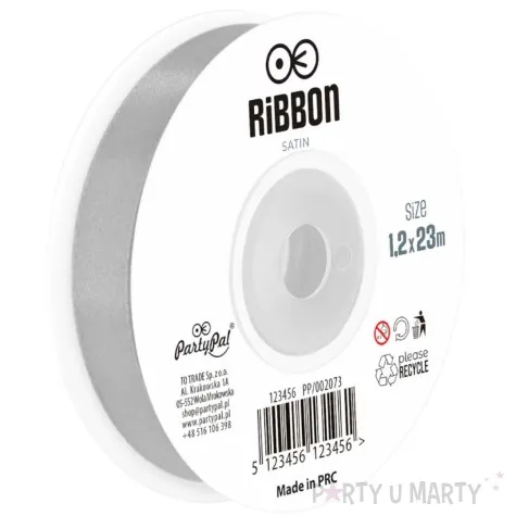 tasiemka satynowa classic szary partypal 12 mm 23 m