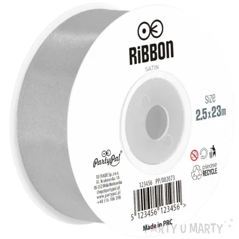tasiemka satynowa classic szary partypal 25 mm 23 m