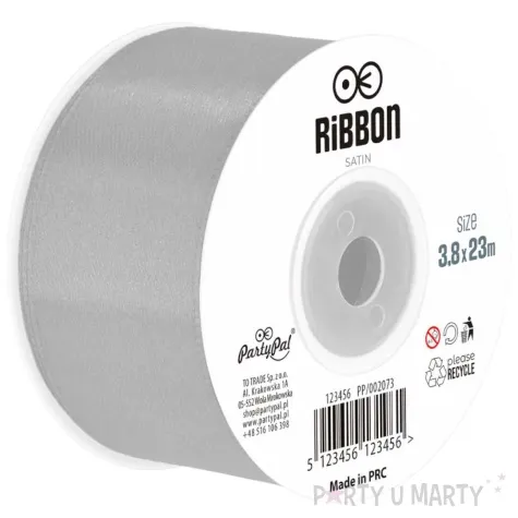 tasiemka satynowa classic szary partypal 38 mm 23 m