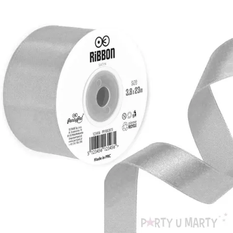 tasiemka satynowa classic szary partypal 38 mm 23 m