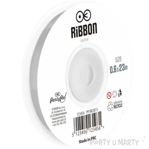 tasiemka satynowa classic szary partypal 6 mm 23 m