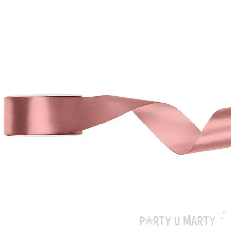 tasiemka satynowa classic wstazka dekoracja na wesele urodziny brudny roz 2 5 cm 25 m