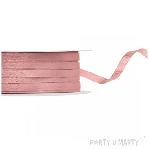 tasiemka satynowa classic wstazka dekoracja na wesele urodziny brudny roz 3 mm 50 m
