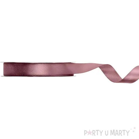 tasiemka satynowa classic wstazka dekoracja na wesele urodziny ciermny brudny roz 1 2 cm 25 m
