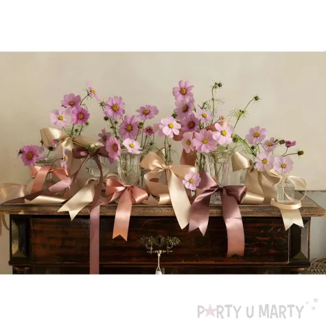 tasiemka satynowa classic wstazka dekoracja na wesele urodziny ciermny brudny roz 10 cm 25 m