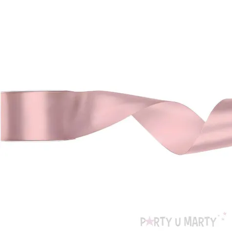 tasiemka satynowa classic wstazka dekoracja na wesele urodziny jasny brudny roz 5 cm 25 m