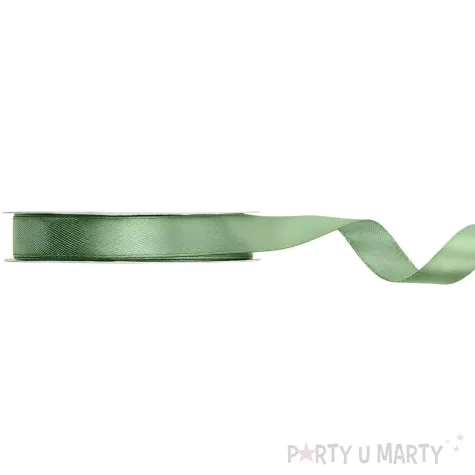tasiemka satynowa classic wstazka dekoracja na wesele urodziny szalwiowy zielony 1 2 cm 25 m