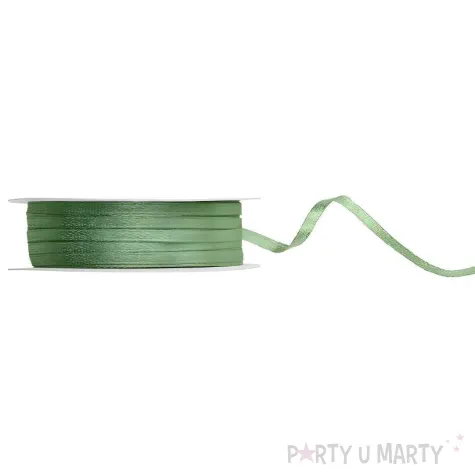 tasiemka satynowa classic wstazka dekoracja na wesele urodziny szalwiowy zielony 3 mm 50 m