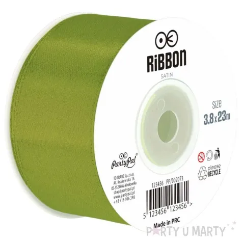 tasiemka satynowa classic zielony oliwkowy partypal 38 mm 23 m