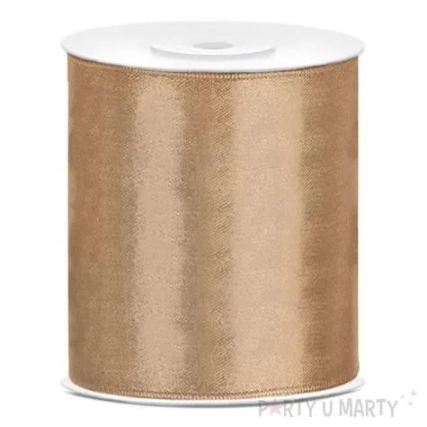 tasiemka satynowa classic zlota jasna partydeco 100 mm 25 m