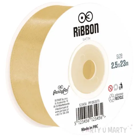 tasiemka satynowa classic zloty partypal 25 mm 23 m