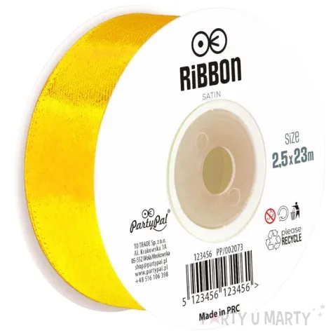 tasiemka satynowa classic zolty miodowy partypal 25 mm 23 m