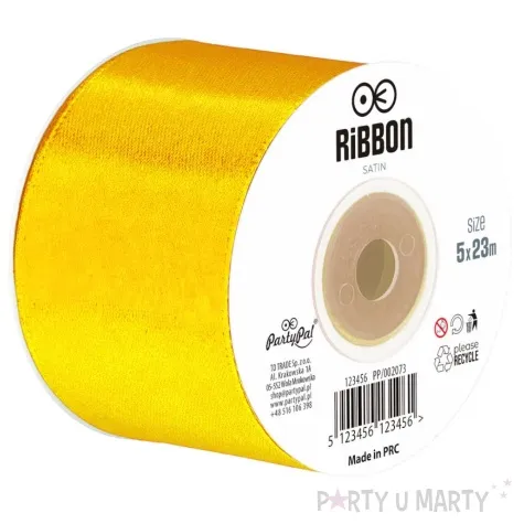tasiemka satynowa classic zolty miodowy partypal 25 mm 23 m