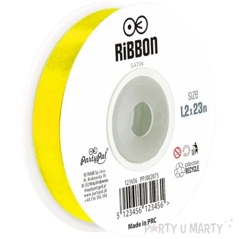 tasiemka satynowa classic zolty partypal 12 mm 23 m