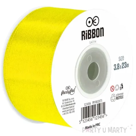 tasiemka satynowa classic zolty partypal 38 mm 23 m