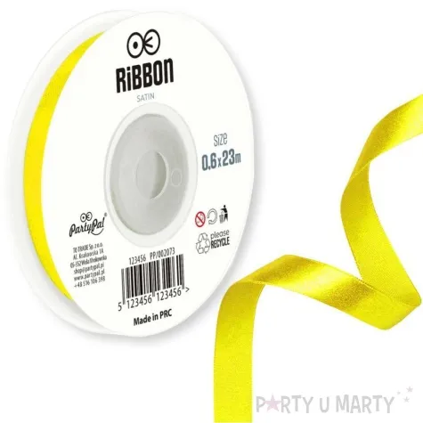 tasiemka satynowa classic zolty partypal 6 mm 23 m