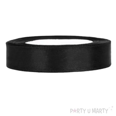 tasiemka satynowa czarna 12 mm 25 m