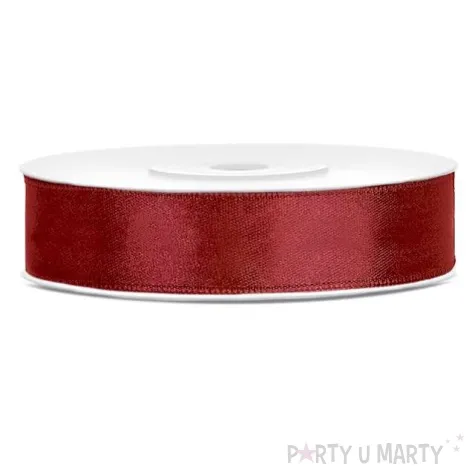 tasiemka satynowa czerwona ciemna 6 mm 25 m