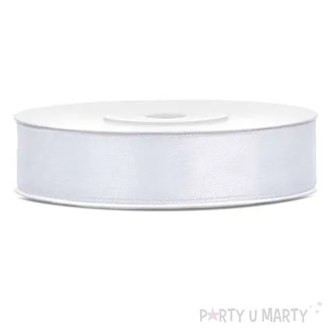 tasiemka satynowa dwustronna biala 12 mm 25 m