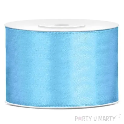 tasiemka satynowa dwustronna blekitna 50 mm 25 m