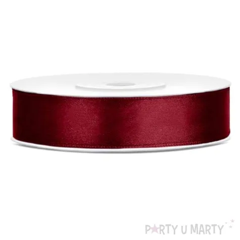tasiemka satynowa dwustronna bordowa 12 mm 25 m