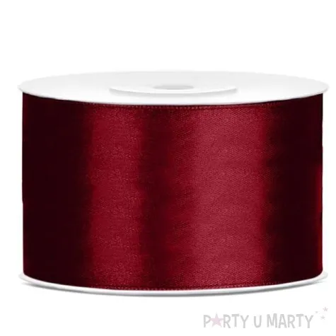 tasiemka satynowa dwustronna bordowa 38 mm 25 m