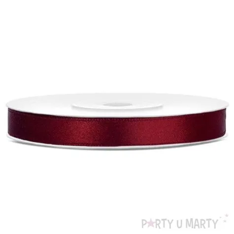 tasiemka satynowa dwustronna bordowa 6 mm 25 m