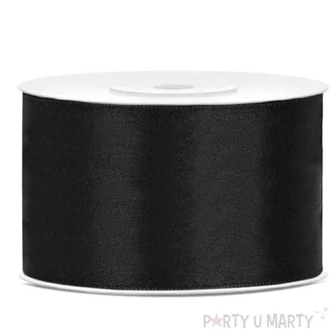 tasiemka satynowa dwustronna czarna 38 mm 25 m