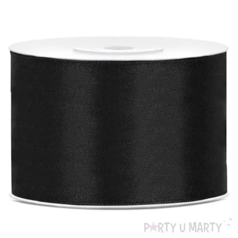 tasiemka satynowa dwustronna czarna 50 mm 25 m