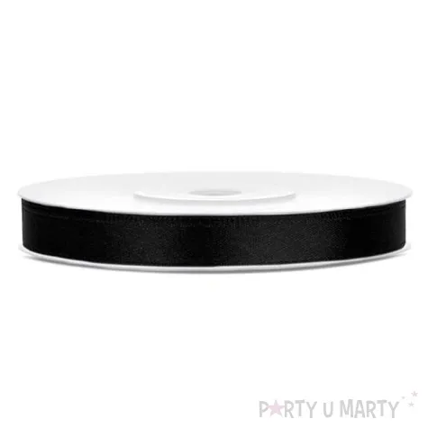 tasiemka satynowa dwustronna czarna 6 mm 25 m