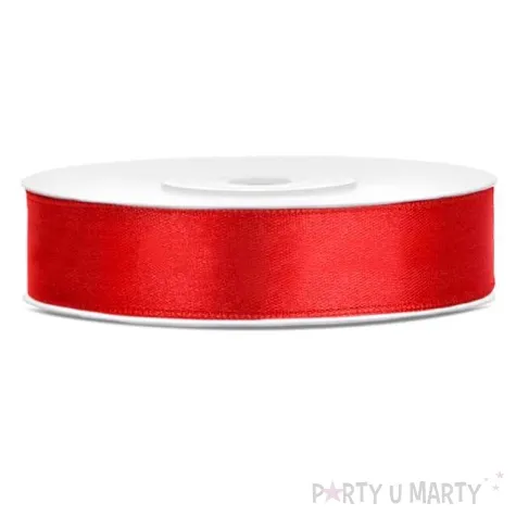 tasiemka satynowa dwustronna czerwona 12 mm 25 m