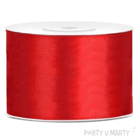 tasiemka satynowa dwustronna czerwona 50 mm 25 m