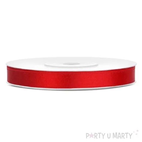 tasiemka satynowa dwustronna czerwona 6 mm 25 m