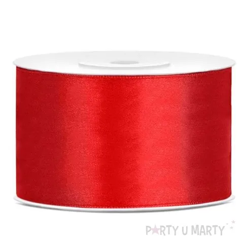 tasiemka satynowa dwustronna czerwony 38 mm 25 m