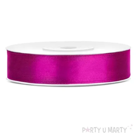tasiemka satynowa dwustronna fuksja 12 mm 25 m