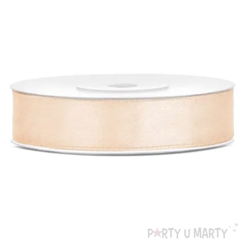 tasiemka satynowa dwustronna kremowa 12 mm 25 m