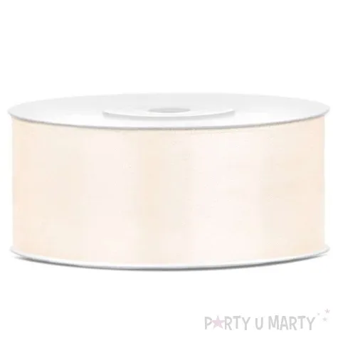 tasiemka satynowa dwustronna kremowa jasna 25 mm 25 m