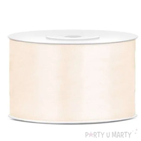 tasiemka satynowa dwustronna kremowa jasna 38 mm 25 m