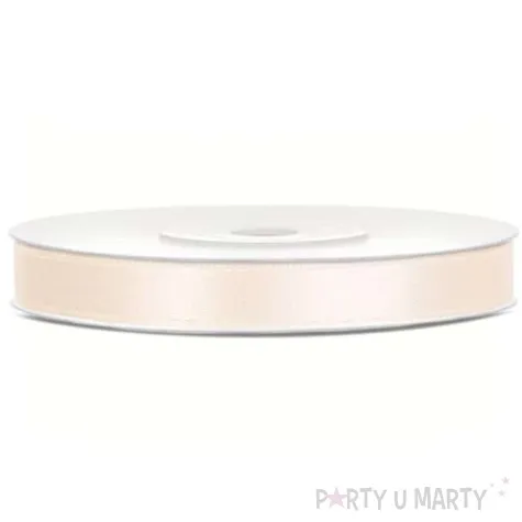 tasiemka satynowa dwustronna kremowa jasna 6 mm 25 m
