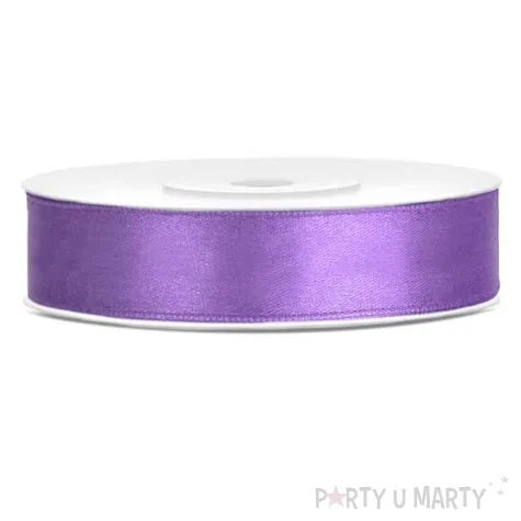 tasiemka satynowa dwustronna liliowa 12 mm 25 m