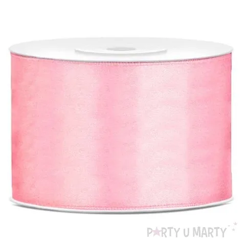 tasiemka satynowa dwustronna rozowa jasna 50 mm 25 m