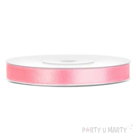tasiemka satynowa dwustronna rozowa jasna 6 mm 25 m