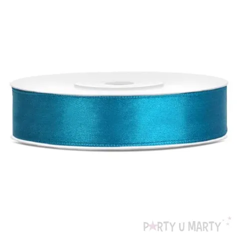 tasiemka satynowa dwustronna turkusowa 12 mm 25 m