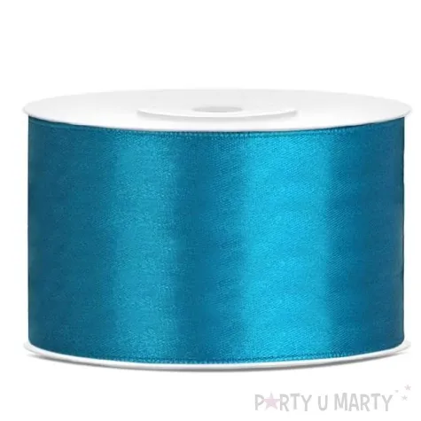 tasiemka satynowa dwustronna turkusowa 38 mm 25 m