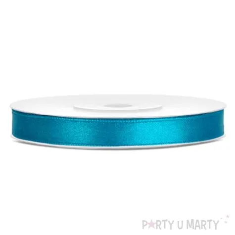 tasiemka satynowa dwustronna turkusowa 6 mm 25 m