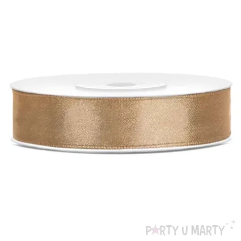 tasiemka satynowa dwustronna zlota jasna 12 mm 25 m